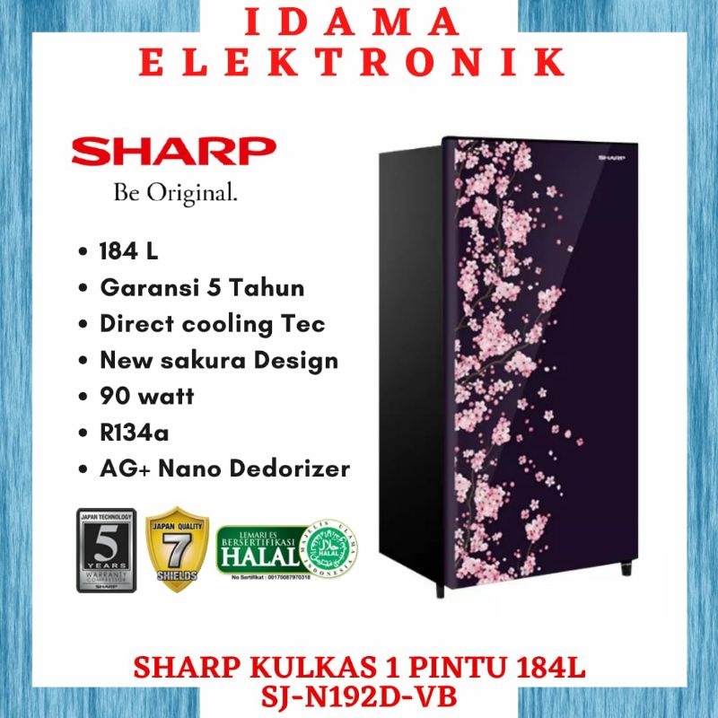SHARP Kulkas 1 Pintu [184 L] SJ-N192D-VB