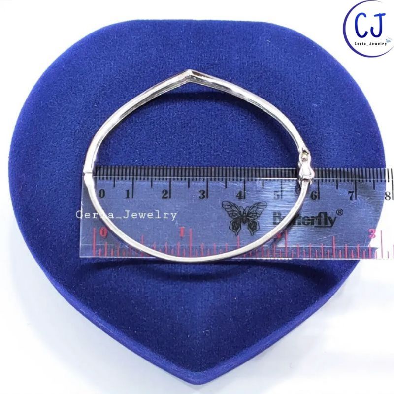 Gelang Perak Asli Silver Wanita 925 Lapis Emas Putih Model Bangle Aurel Permata/ Gelang Aurel - Perhiasan Perak Asli