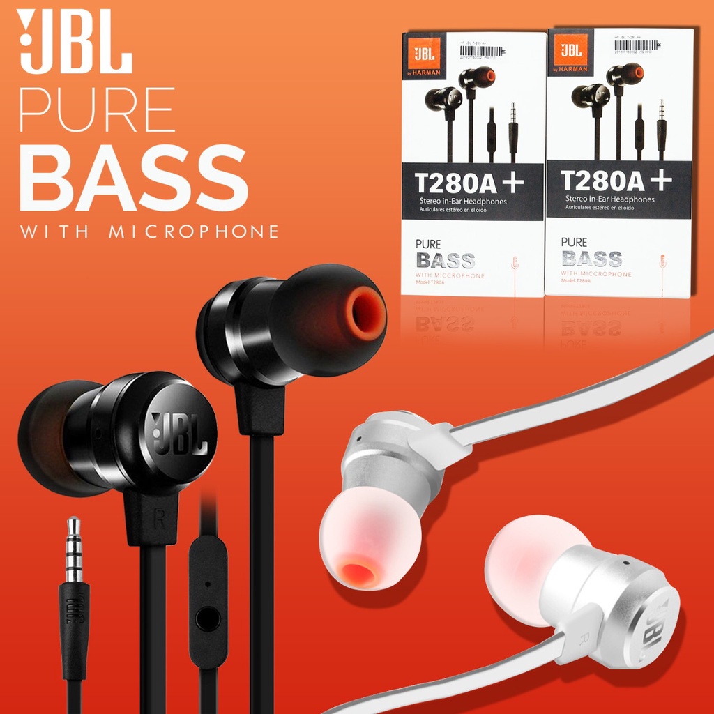 HEADSET HANDSFREE JBL HANDSFREE JBL T-280 A Plus EARPHONES HEADSET EXTRA BASS UNIVERSAL