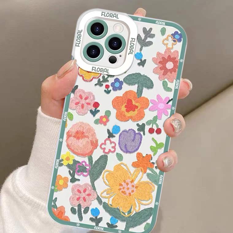 Soft Case Silikon Transparan Motif Bunga Untuk iPhone 11 12 13 Pro Max X XR Xs Max 6 6S 8 7Plus