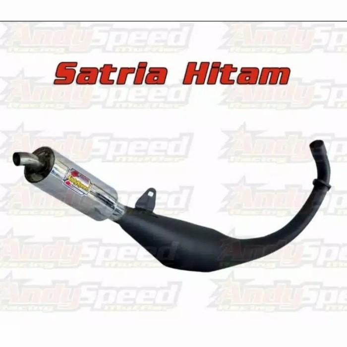 Knalpot SATRIA 2TAK STANDAR RACING HITAM krom merk andy speed