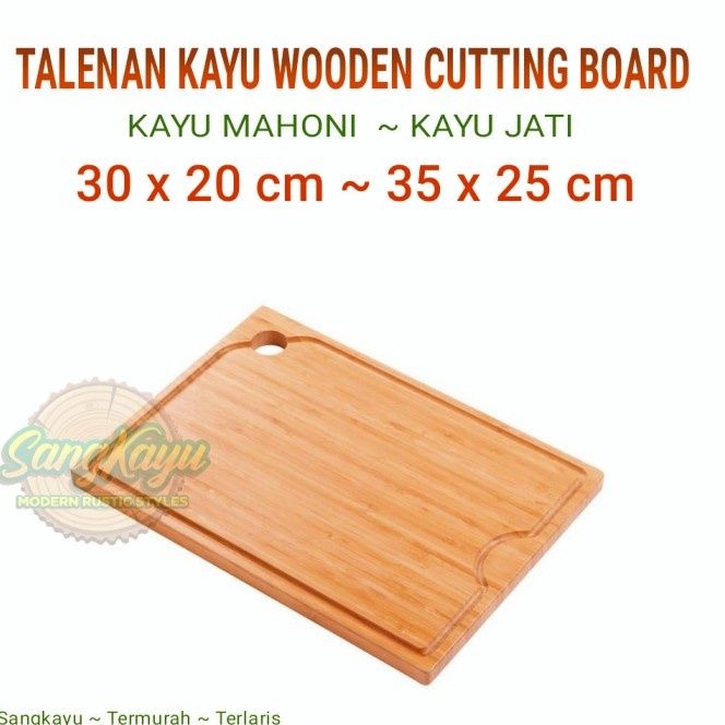 Nampan kayu talenan kayu jati mahoni wooden cutting board line edge 3