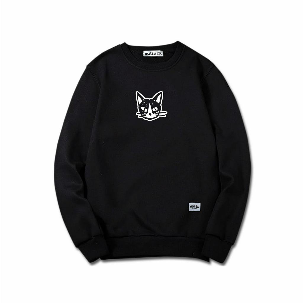 Crewneck Sweatshirt Cat Original Pria (natsu.co)