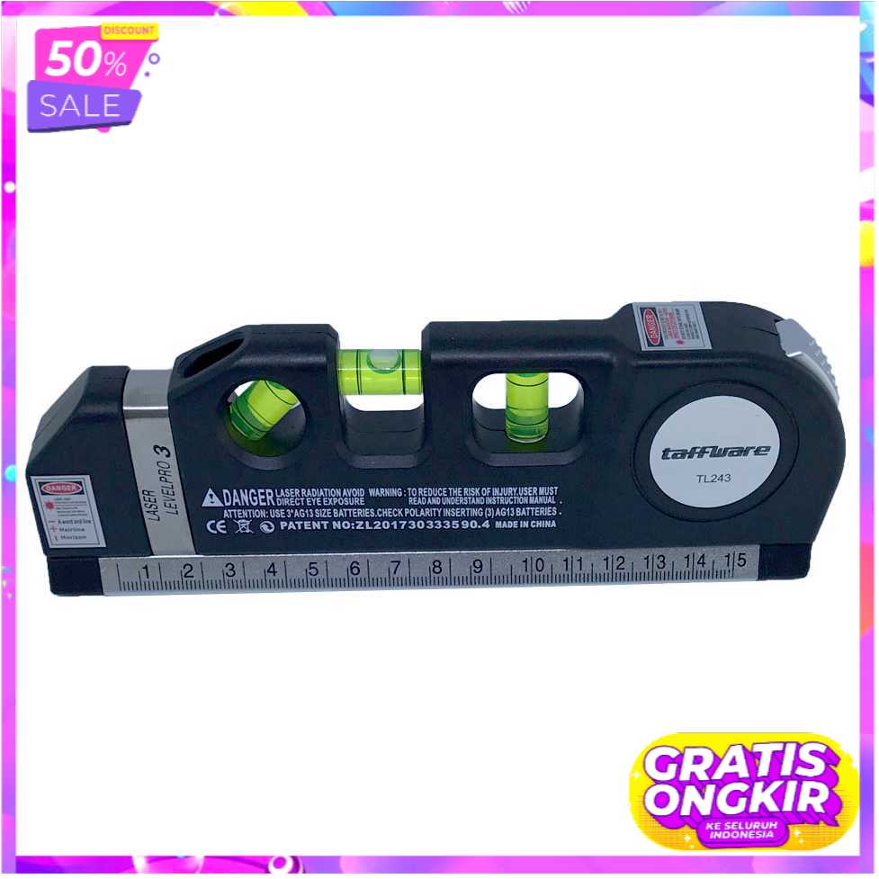 

[Bisa COD] Taffware LEVELPRO3 Penggaris Laser Horizontal 250CM + Waterpass Perkakas Murah