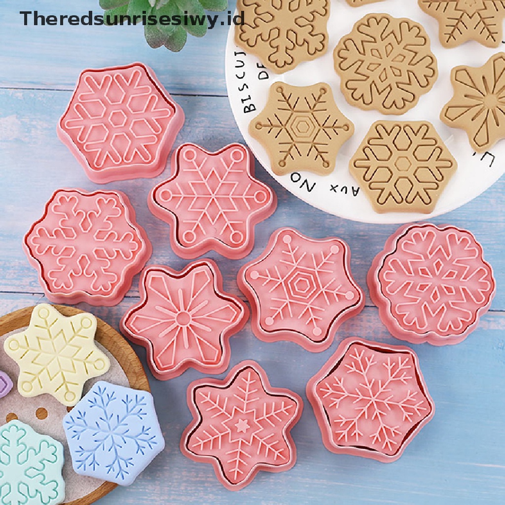 # Alat Rumah Tangga # 8pcs Cetakan Pemotong Kue / Biskuit / Fondant Bentuk Snowflake Bahan Plastik