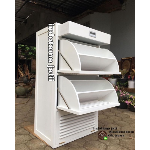 rak sepatu cat duco putih