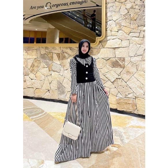 gamis rompi motif salur
