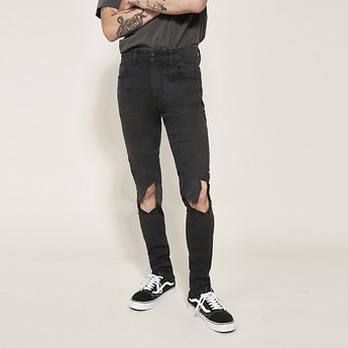 Jeans Pria Cowok Original Celana Lee Sub Zero Panther Destroy Black Skinny Stretch Jeans OriginaL