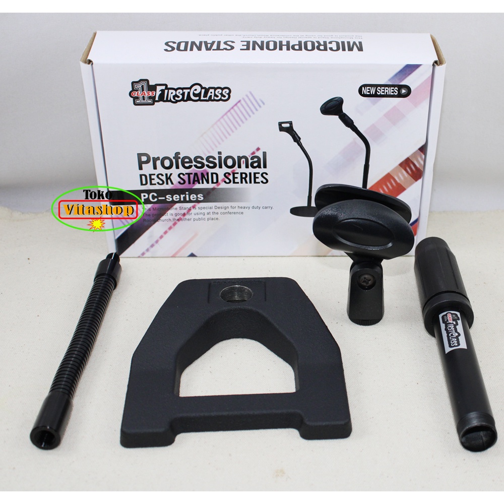 Stand Mic Meja Bodi Besi FISRTCLASS Standmic Fungsi 2 in 1 Microphone Elastis