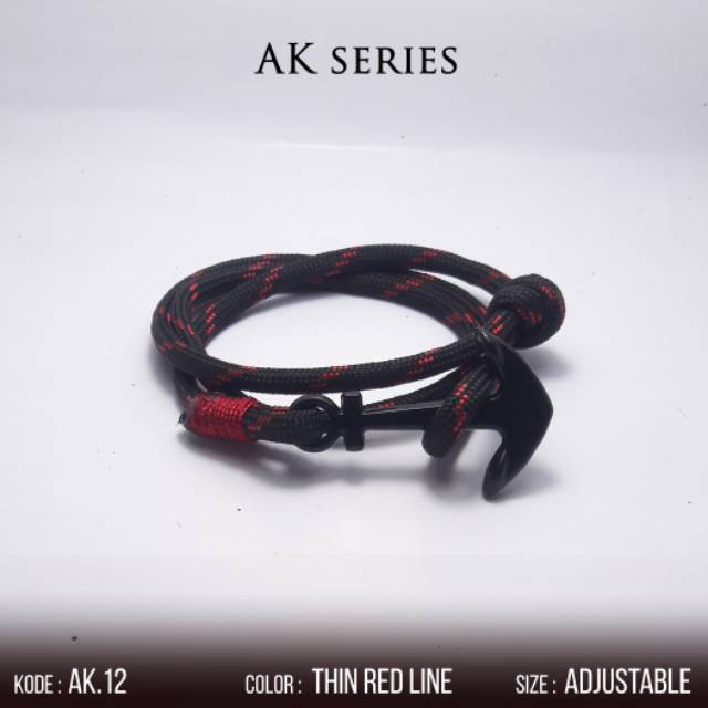 GELANG JANGKAR hitam  strip merah Shopee Indonesia