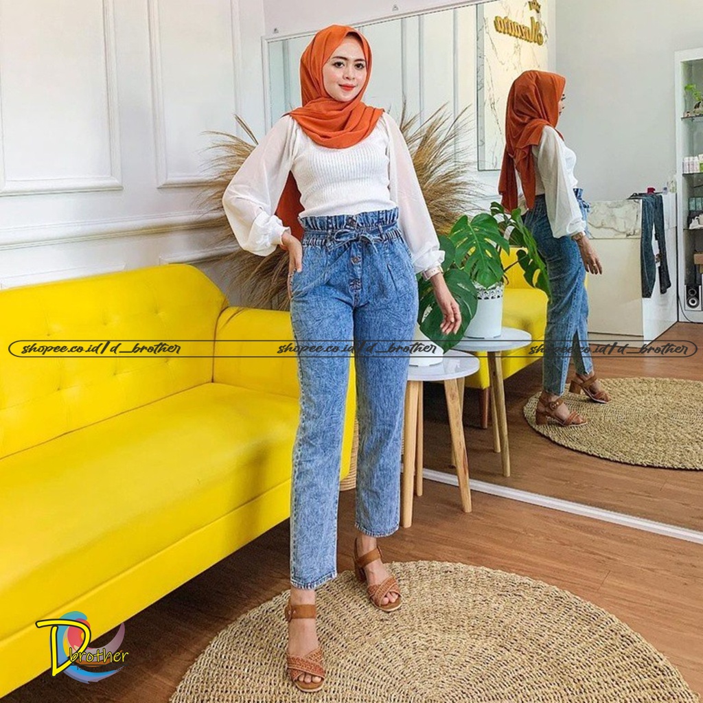 DIFA JEANS SNOWY BAGGY JEANS KANCING 3 BOYFRIENDS WANITA // BAGGY KANCING TALI