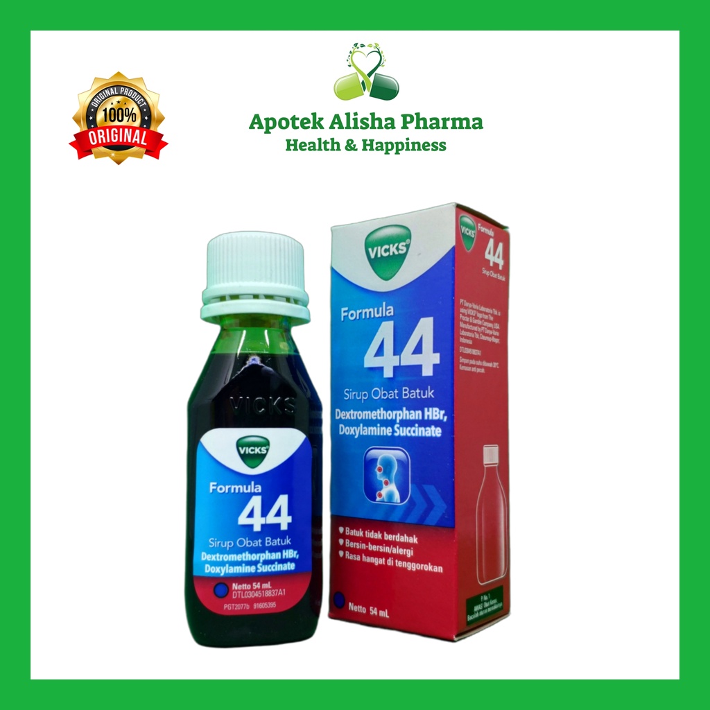 VICKS FORMULA 44 SYRUP 27ml/54ml/100ml-Vicks Formula 44 Sirup Obat Batuk Kering Tidak Berdahak Untuk Dewasa