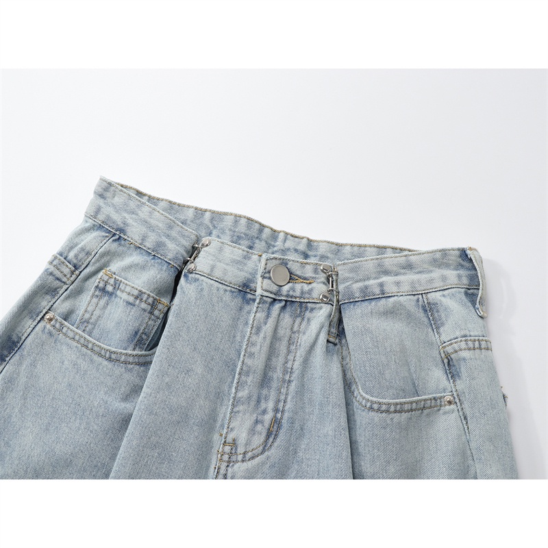 Jens Wanita murah--Kulot Jeans Kulot--New Women's Loose High Waist Wide Leg pengait celana jeans （realpict）