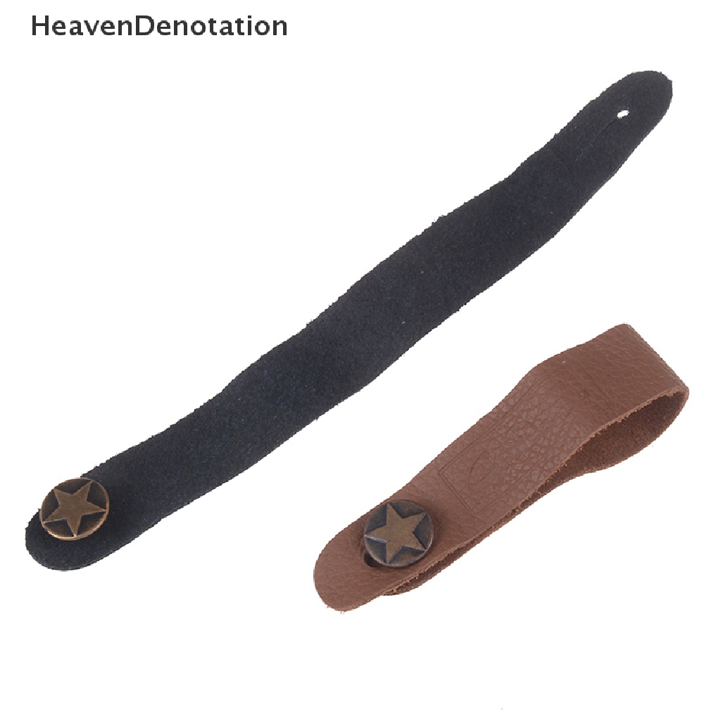 (Heavendenotation) 1pc Strap Holder Gitar Akustik / Elektrik / Bass Bahan Kulit Warna Hitam