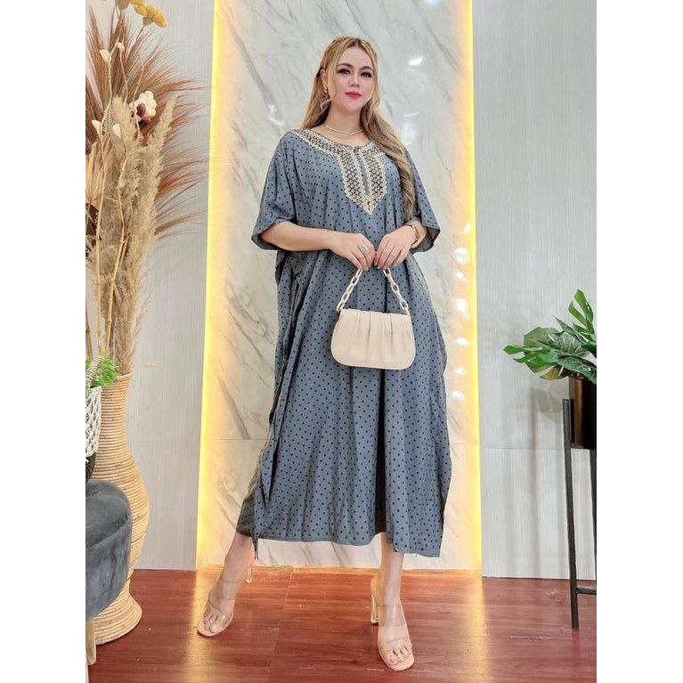 Kaftan Jumbo Polka Ld 150| Daster Renda Jumbo | Baju Wanita