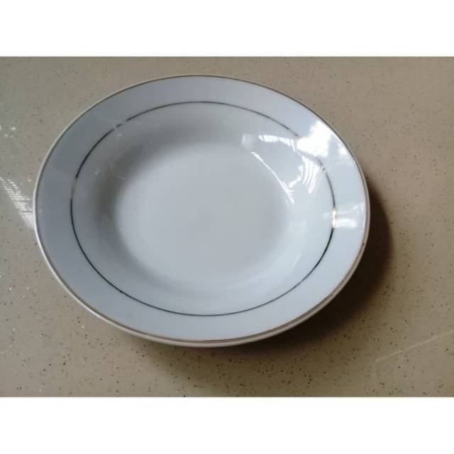 Piring Keramik 9inchi list emas isi 6 piece 1/2 lusin / piring keramik / piring prasmanan