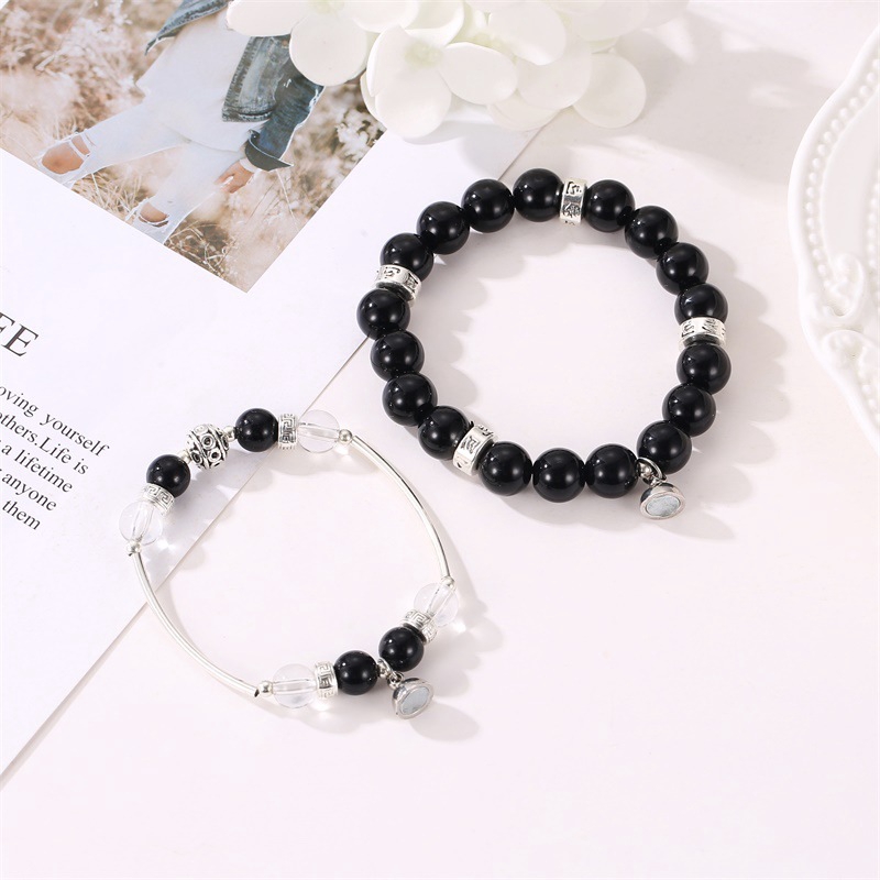 Gelang Obsidian Gelang Fase Kristal Perhiasan Pasangan Korea Gelang Aksesoris Couple