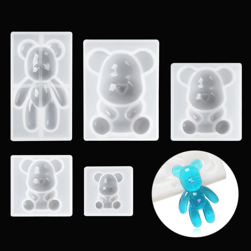 R-bunga Teddy Bear Cetakan Silikon Resin Epoxy Gantungan Kunci DIY Membuat Perhiasan