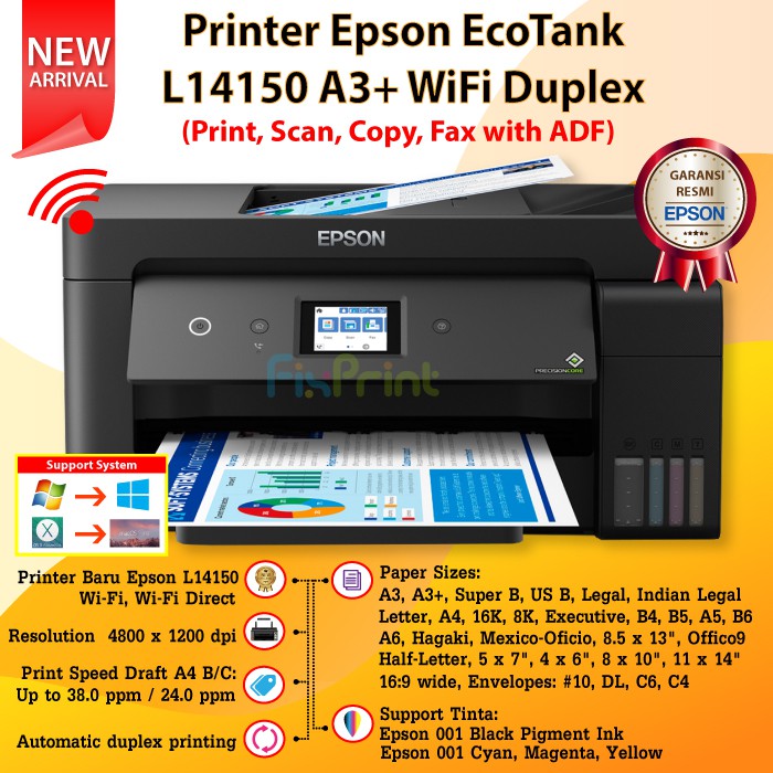 Printer Epson EcoTank L14150 A3+ Wi-Fi Duplex Wide-Format All-In-One Ink Tank New