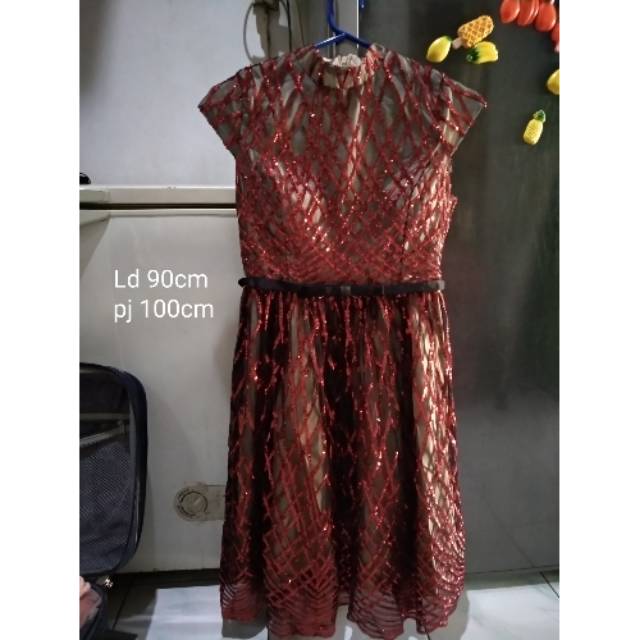 Dress pesta merah bling bling
