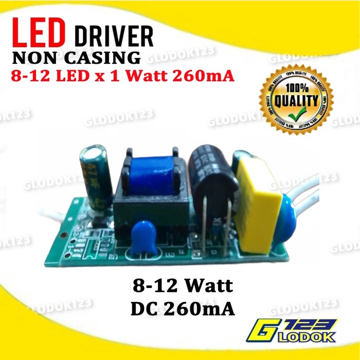 LED Driver LED 8-12 Watt 8-12W AC DC 260 mA PCB Board Tanpa Casing Box