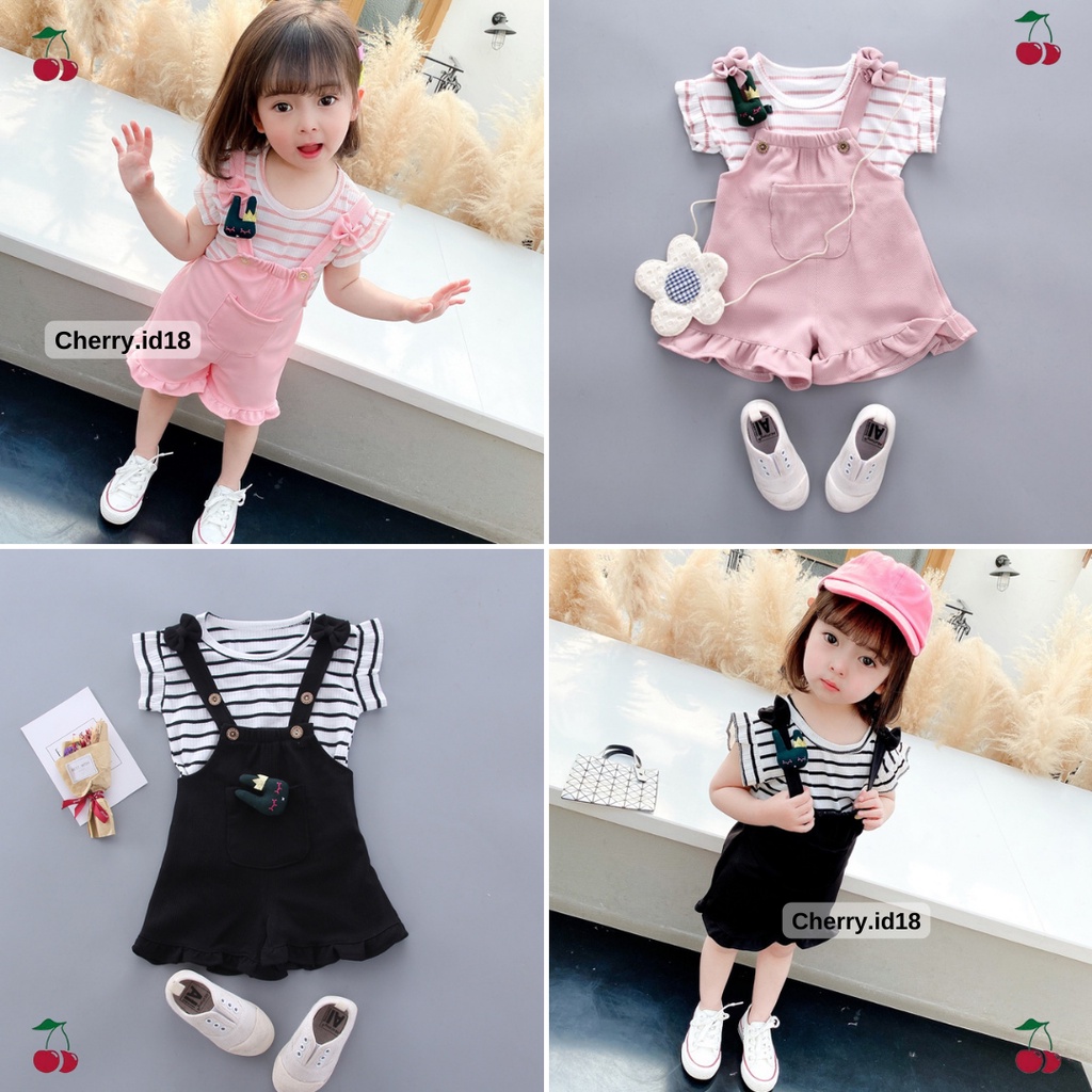 (0Bln-3Thn) COD Setelan Baju Overall Anak Cewek / Baju Overall Anak Cewek / Overall Anak Import JA02