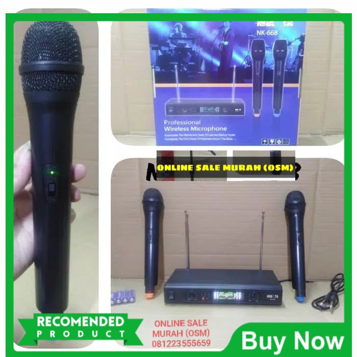 Nakata original mic karaoke sepasang mikrophone Wireless double microphone wireles pro suara audio sound sistem vokal vocal mik professional panggung dj studio dobel asli ERH  Sepasang jarak mic bisa pakai sampe 20-40 meter.  BISA DIPAKAI KE SEGALA ALAT A