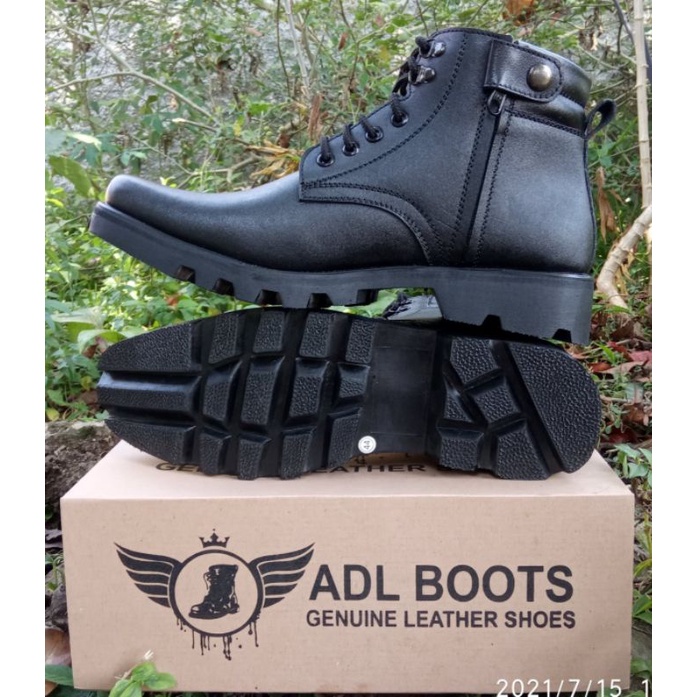 sepatu pdh pdl tni polri security kulit asli mengkilap dan doff merk ADL BOOTS