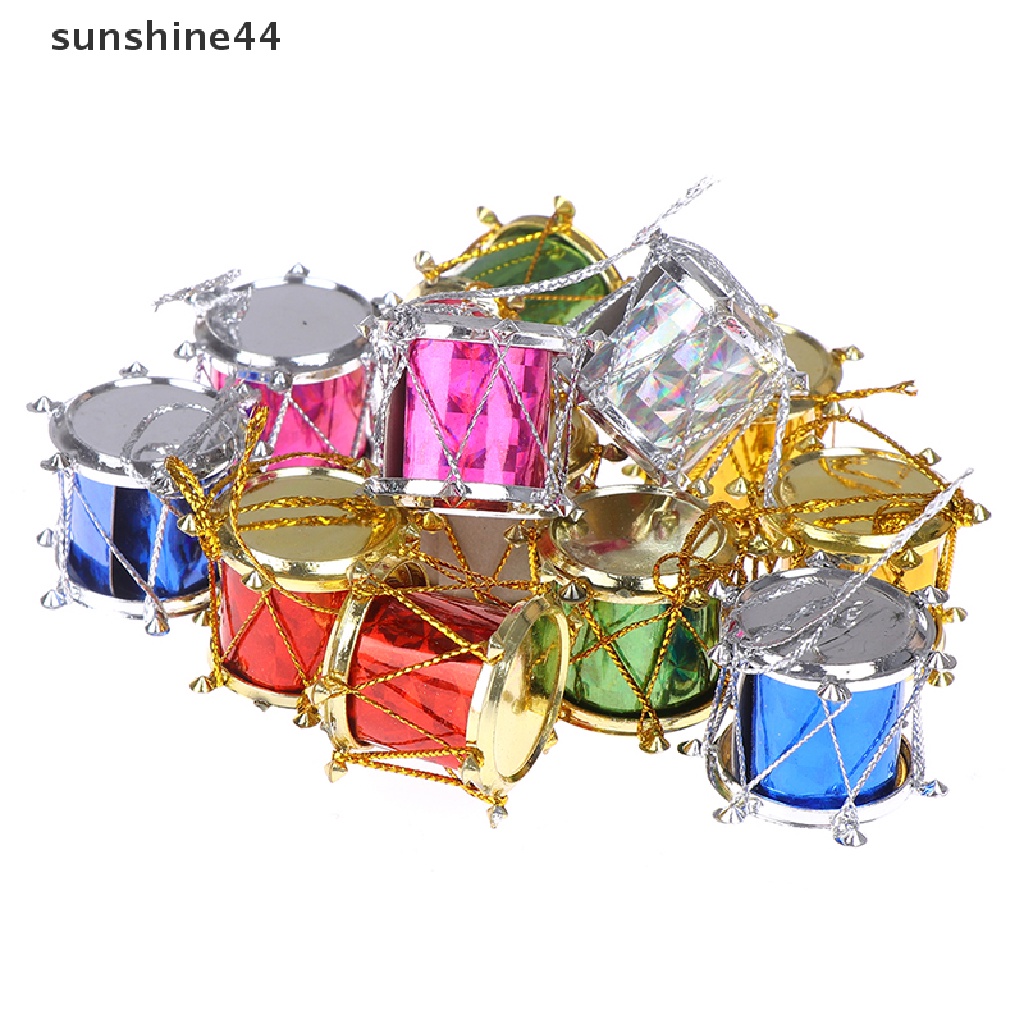 Sunshine 12pcs Ornamen drum Mini Warna-Warni Untuk Dekorasi Pohon Natal