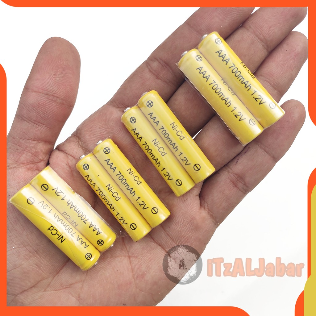 Baterai cas Ni-Cd AAA 700mAh 1.2V Batre cas AAA 700mAh x2 Baterai