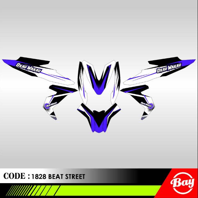 Decal stiker honda Beat street all tipe warna biru putih free rubah nama nomor