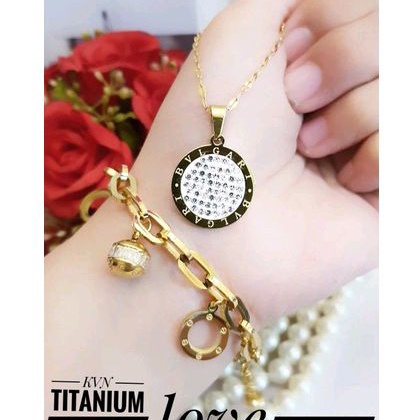 Set Perhiasan Wanita Gold Titanium Import 219225