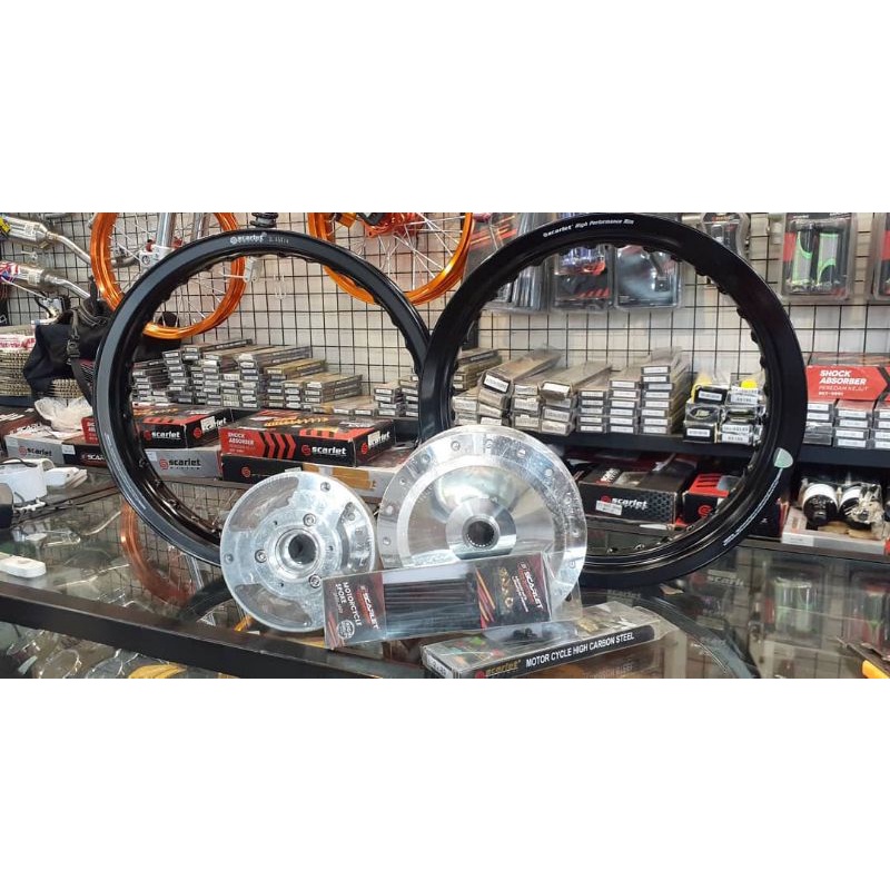 Wheelset whellset paket roda velg Scarlet motor yamaha Aerox Nmax Xeon Supra 125 Ring 14 17 140 160 