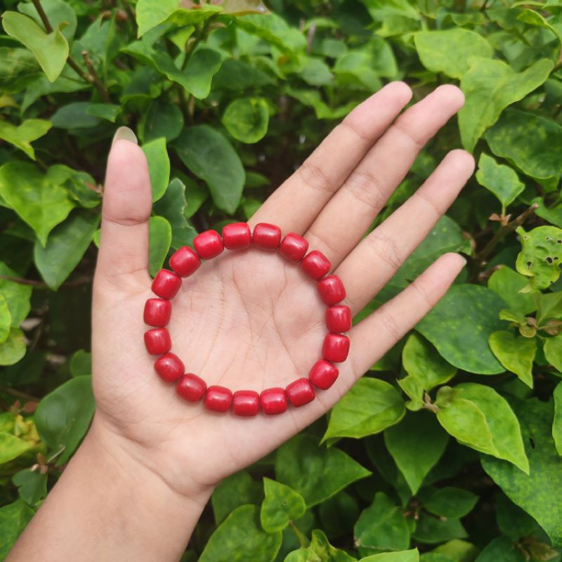 GELANG BATU MARJAN MERAH TABUNG SIZE 10MM SUPER ORIGINAL!!!