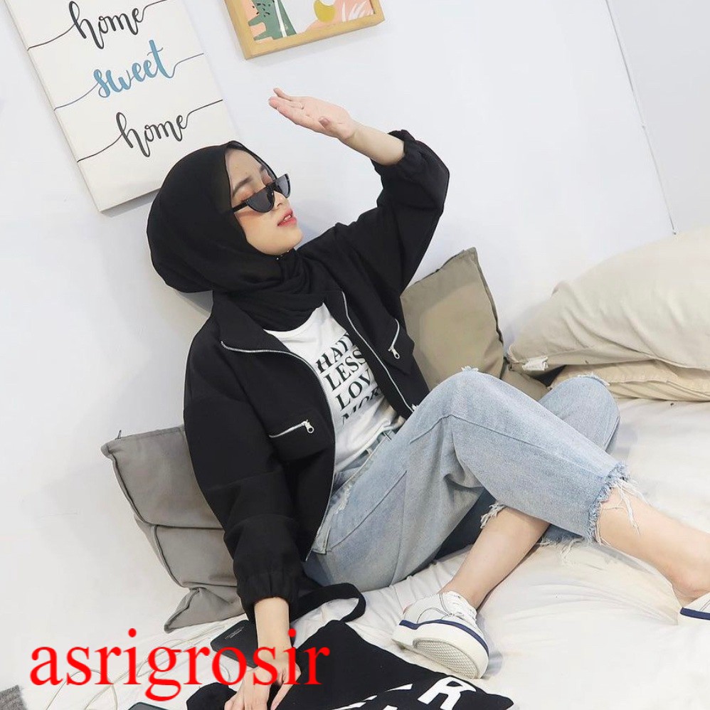 HOPYLOVY - Jaket Wanita Bahan Scuba Tebal Nova