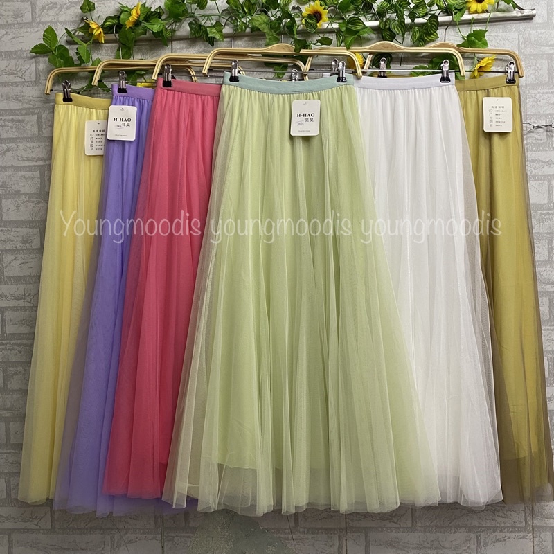 youngmoodis premium pelangi rok tutu polos panjang