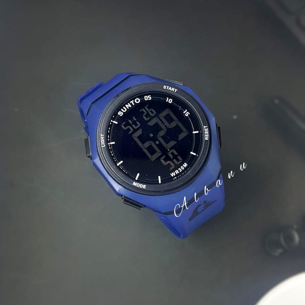 Jam Tangan Pria Sporty Keren Import ANTI Air Digital Strap Rubber SN333 Hitam FASHION KARET MEWAH ELEGAN