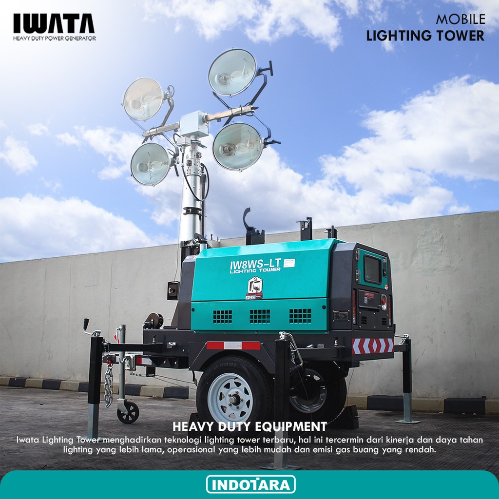 Mobile Light Tower / Mesin Lampu Sorot 1000 watt x 4 - IWATA IW8WS-LT