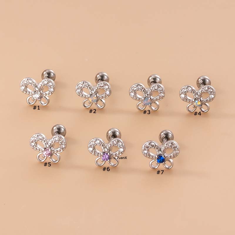 1pc Anting Stud Bentuk Kupu-Kupu Bahan Baja Hypoallergenic Panjang 6mm Untuk Wanita