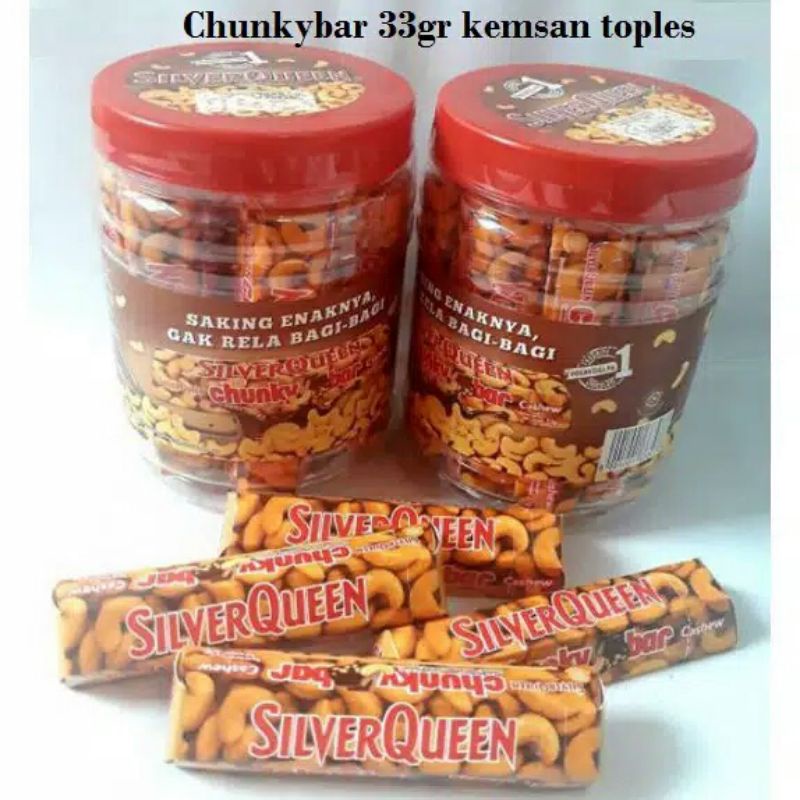 Silverqueen Chunky bar 26 gram per box/toples (jar) free custom ucapan