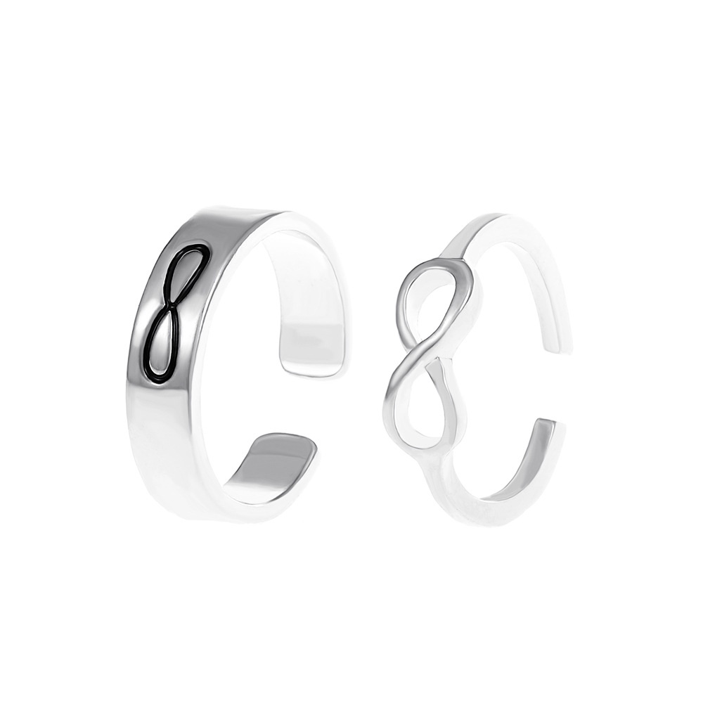 Set Cincin Infinity Warna Hitam Silver Untuk Wanita