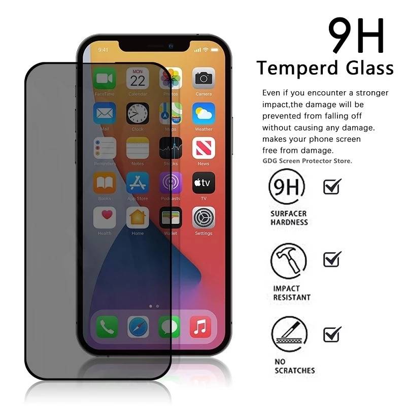 Pelindung Layar Tempered Glass Mini Anti Spy / Gores Untuk Iphone 12 13 Pro Max