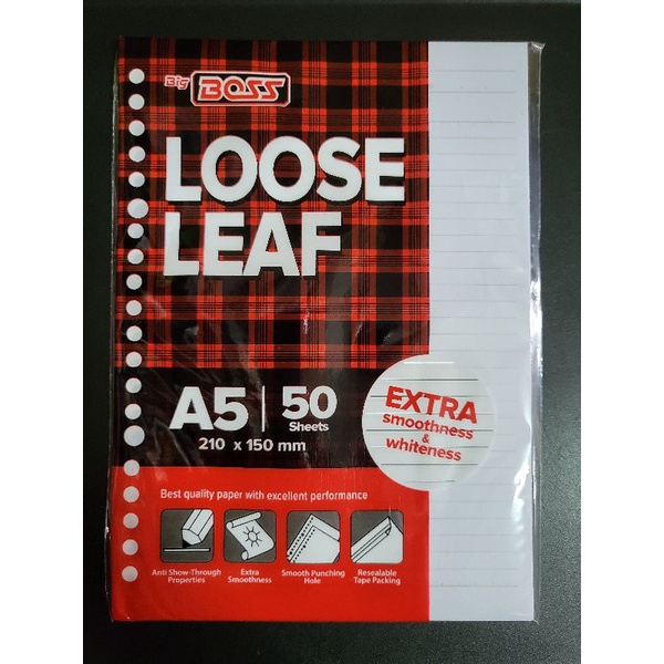 

Isi Loose Leaf A5 / Kertas Binder / Isi Binder 50 / 100 Lembar Big Boss