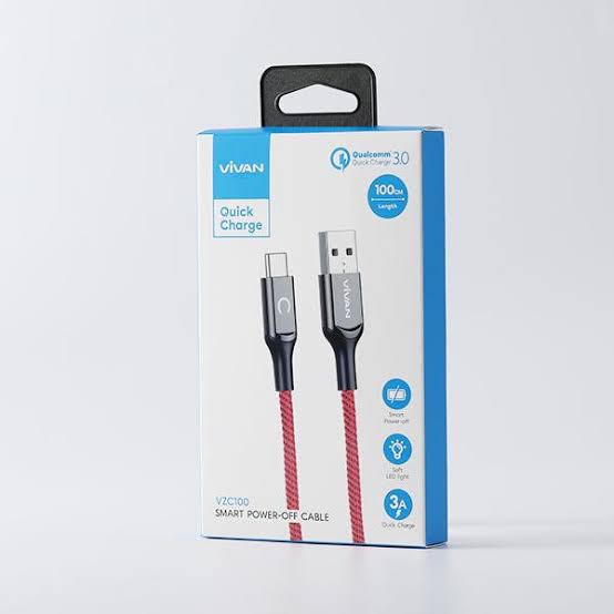 Kabel Data Vivan VZ100 2.4A-3A  With LED Light