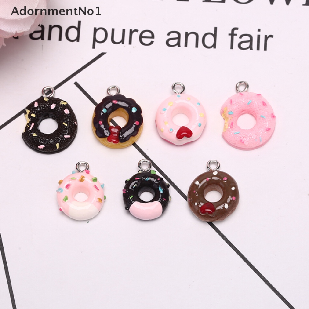 (AdornmentNo1) 10pcs / Set Liontin Bentuk Donat Bahan Resin Untuk Kerajinan Tangan DIY