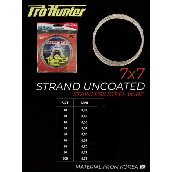 pro Hunter neklin 7x7 stainless steel wire strand uncoated