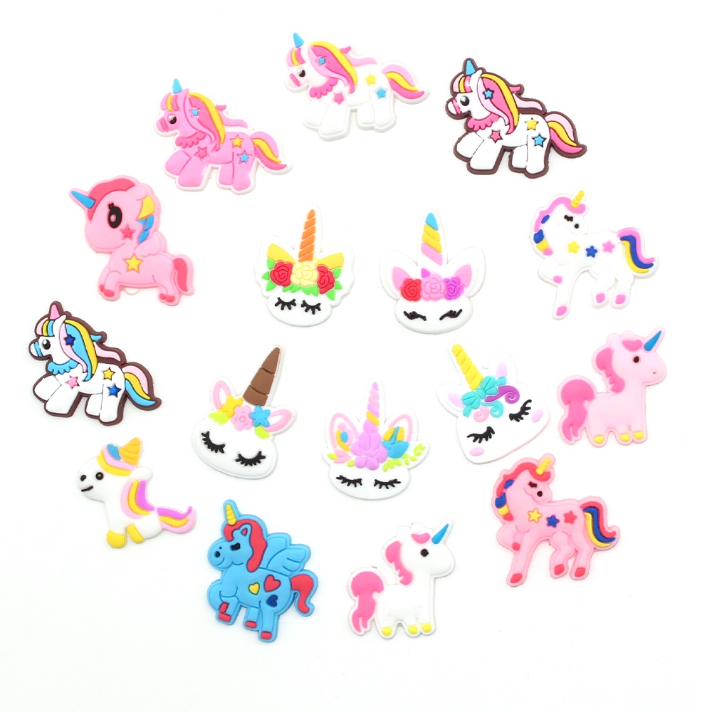 Kartun unicorn Jibbitz 1pcs shoe charms Crocs Pin imut anak decorate sandal Gesper DIY Dapat Dilepas accessories Hadiah