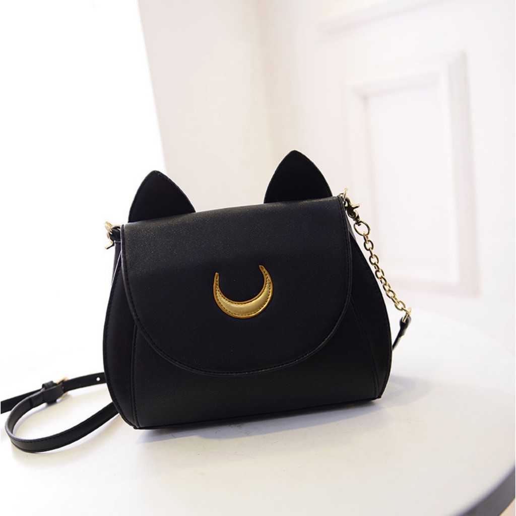 TB-37 tas selempang sailormoon luna artemis hitam putih neko cat kucing import jepang sailor moon