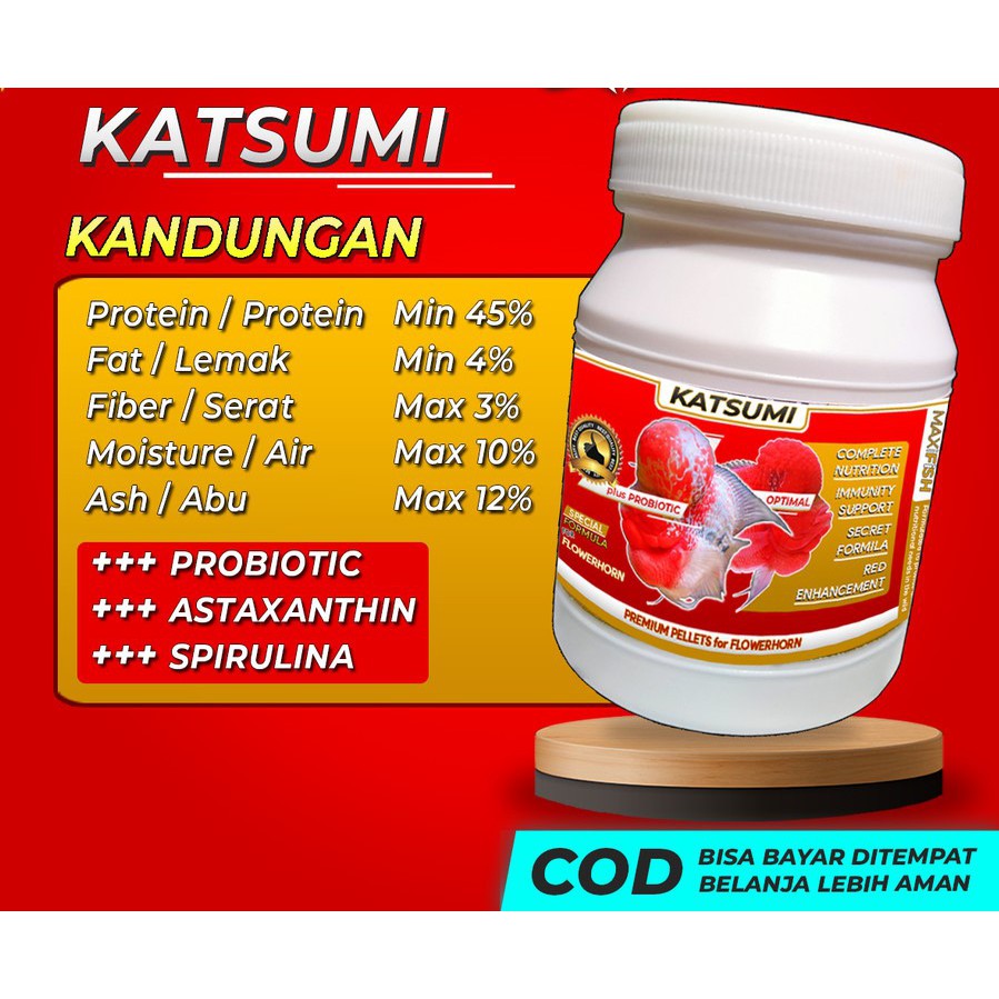 Pelet KATSUMI Louhan Jenong dan Warna with Carophyll Spirulina Probiotik