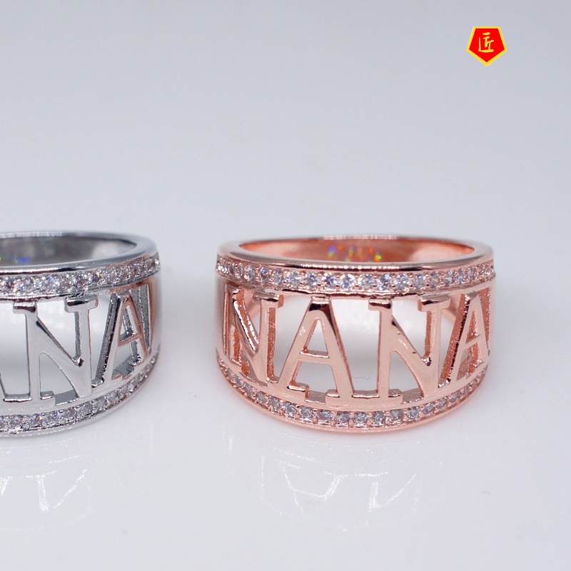 [Ready Stock]18K Platinum Diamond-Studded Ring Creative Personality